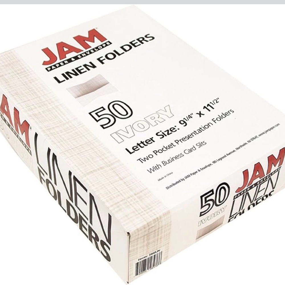 JAM Paper Ivory Linen Folders